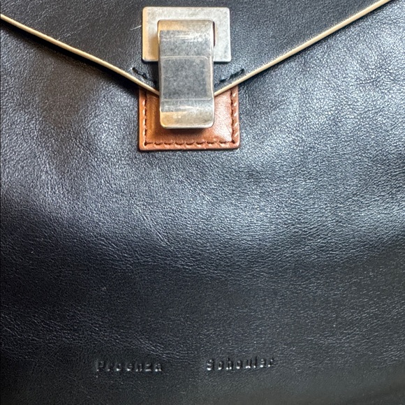 Proenza Schouler Lunch Bag Tote Black Leather Large Shoulder Bag Made in Italy - Picture 2 of 11